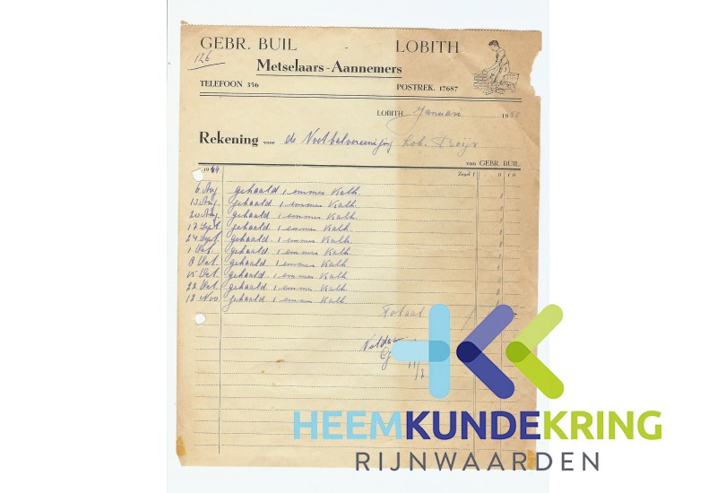 Nota L.Boys Aannemer Buil levering Kalk 1950